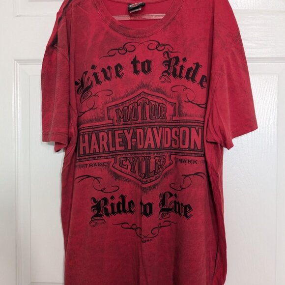 Harley Davidson Live to Ride T Shirt Mens Size Large Red Cotton Wilkesboro NC - Picture 3 of 12